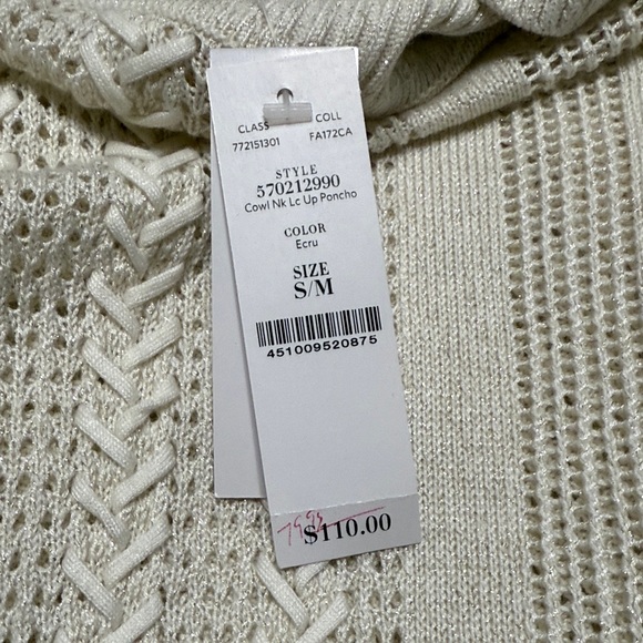 White House Black Market Ivory Knit Poncho - Picture 5 of 7